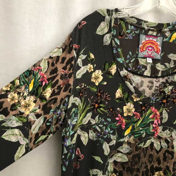 Johnny Was Ash Bird Leopard Swing Top Size Medium - Picture 4 of 10